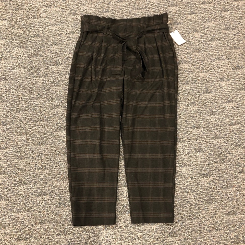 NWT A New Day Charcoal Paperbag Ankle pants belt